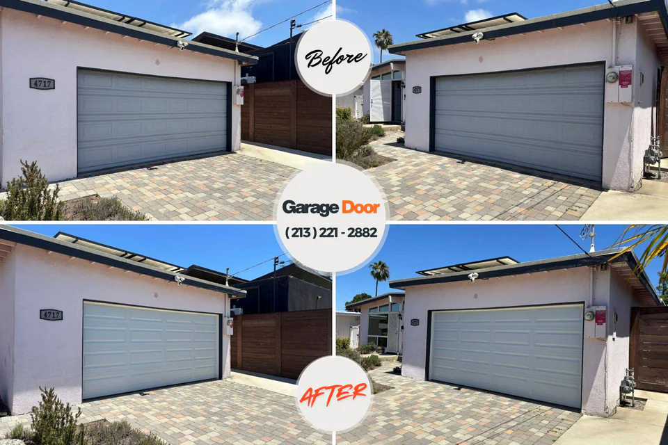 Before and after: garage door repair Woodbranch, TX
